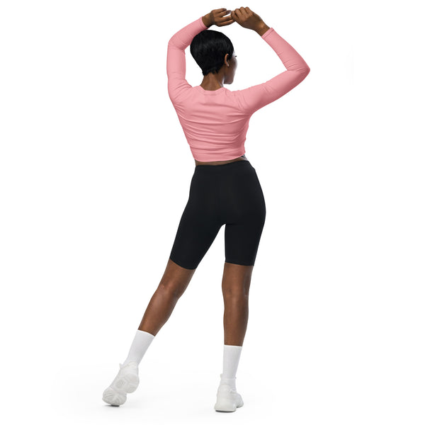 Queen's 'N.A.H! Queen!' Recycled Long-Sleeve Crop Top (Light Pink)