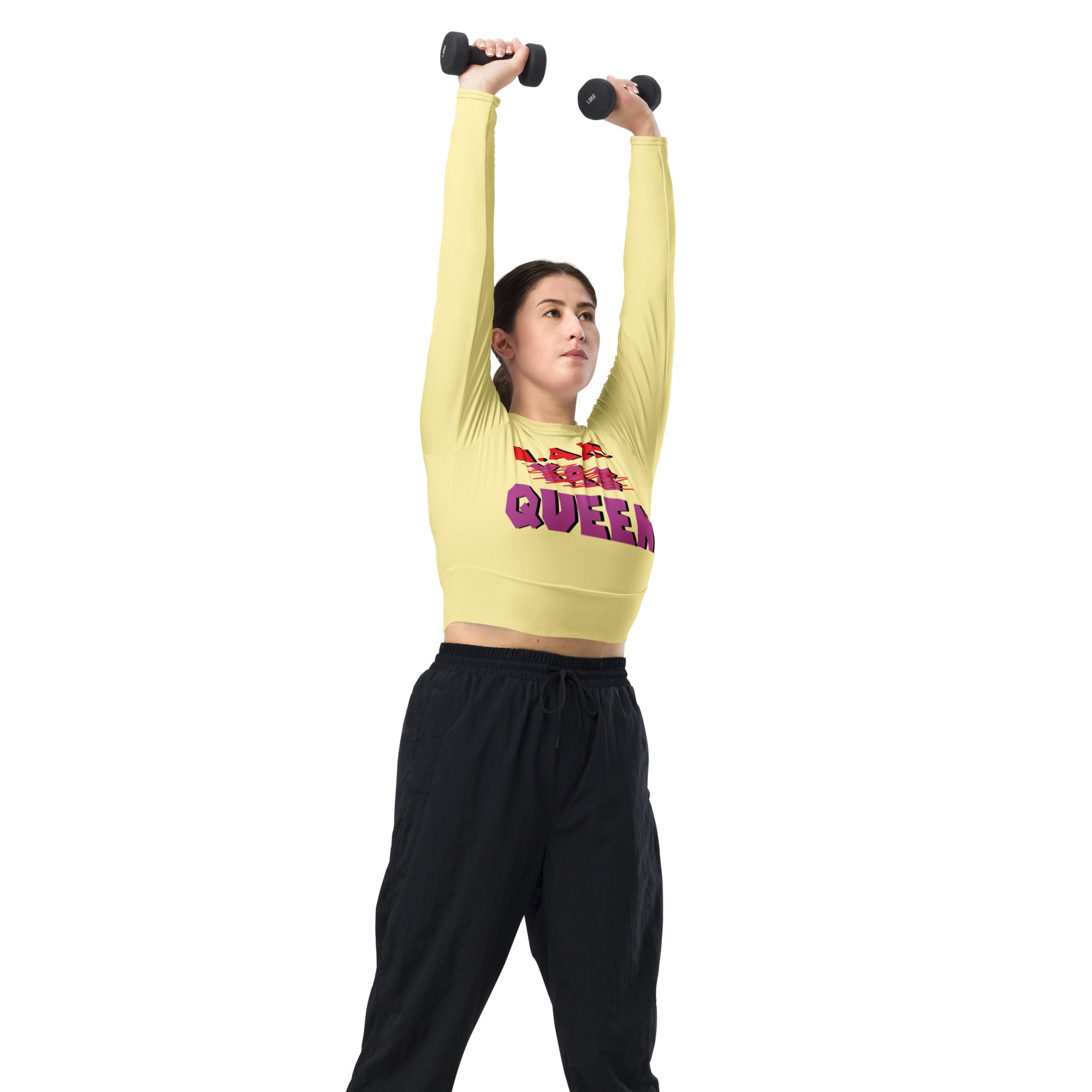 Queen's 'N.A.H! Queen!' Recycled Long-Sleeve Crop Top (Banana Mania)