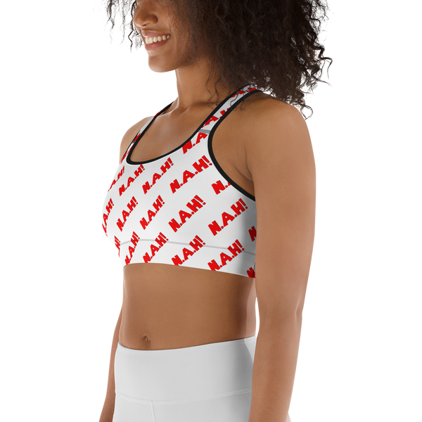 Queen's 'N.A.H! Pattern' Sports Bra (White)