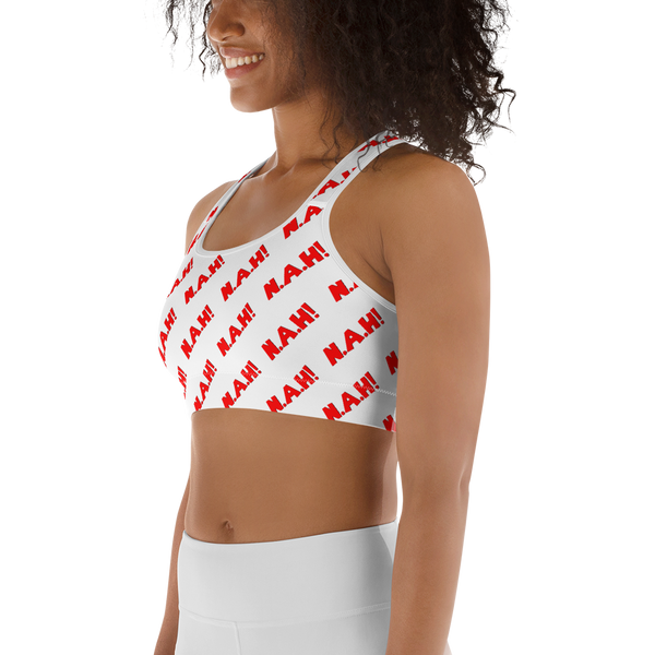 Queen's 'N.A.H! Pattern' Sports Bra (White)