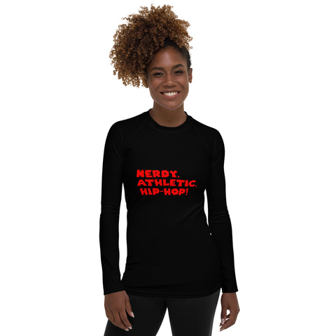 Queen's 'Nerdy. Athletic. Hip-Hop! Rash Guard (Black)