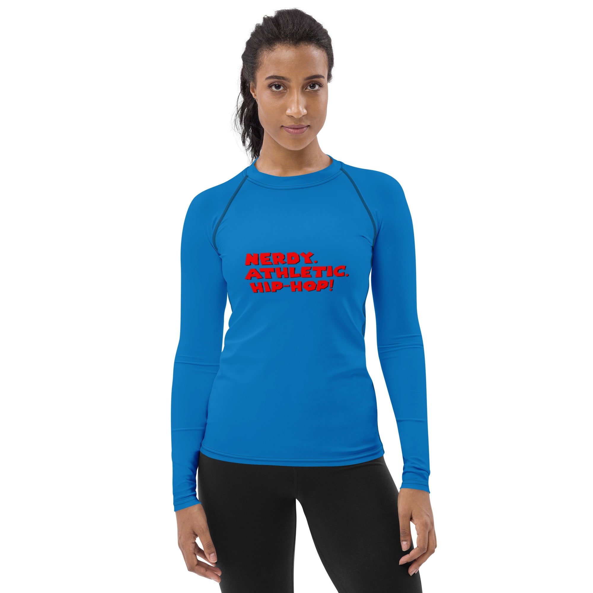Queen's 'Nerdy. Athletic. Hip-Hop! Rash Guard (Blue)