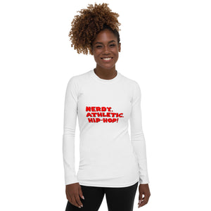 Queen's 'Nerdy. Athletic. Hip-Hop! Rash Guard (White)