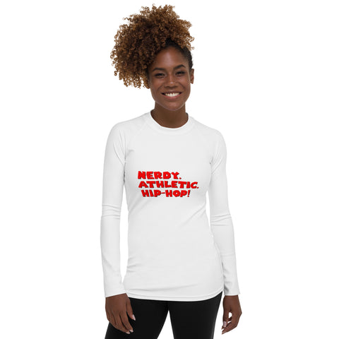 Queen's 'Nerdy. Athletic. Hip-Hop! Rash Guard (White)