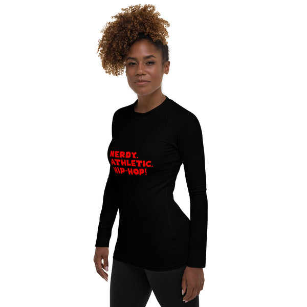Queen's 'Nerdy. Athletic. Hip-Hop! Rash Guard (Black)