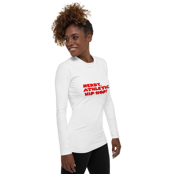 Queen's 'Nerdy. Athletic. Hip-Hop! Rash Guard (White)